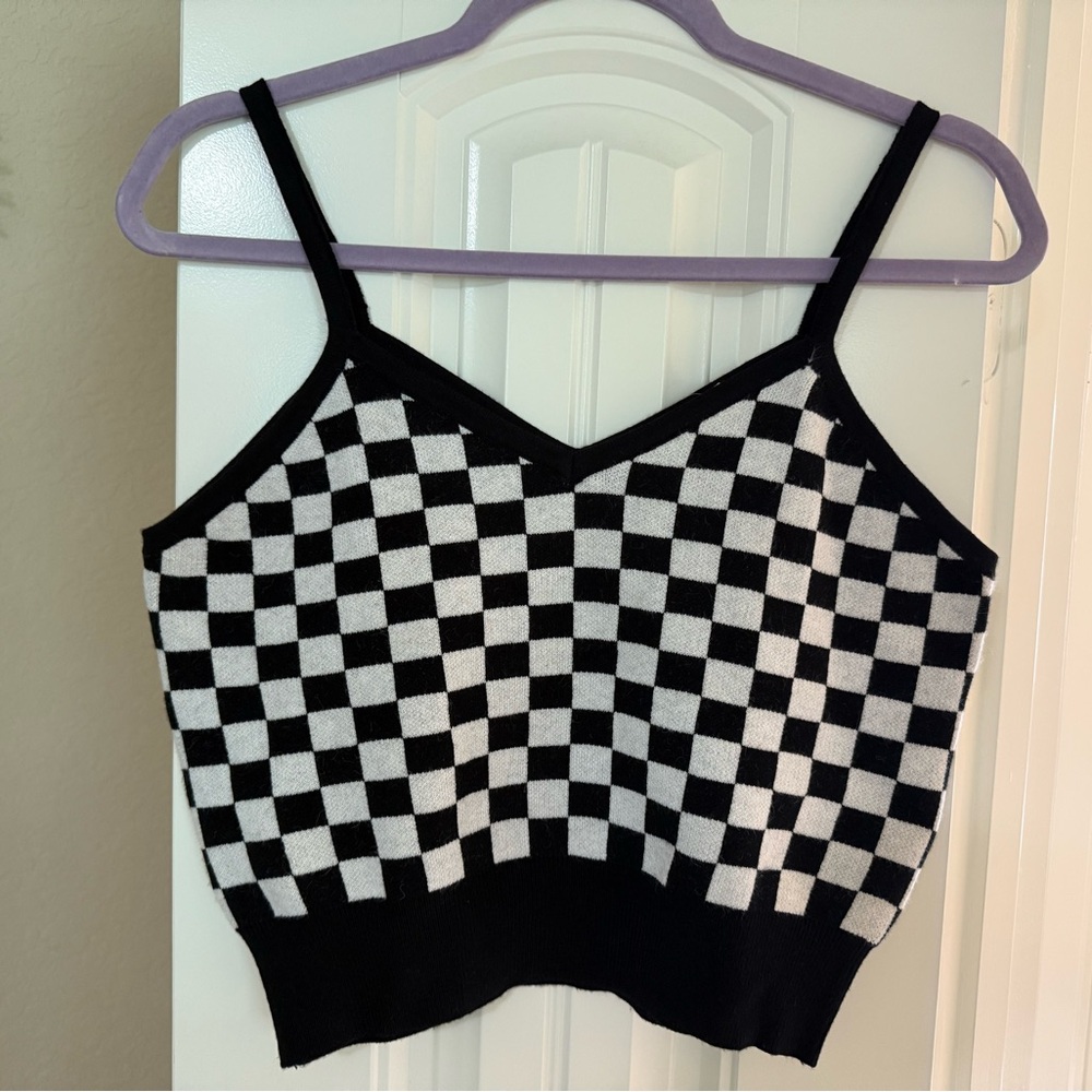 Black and White Checkered Women's Top